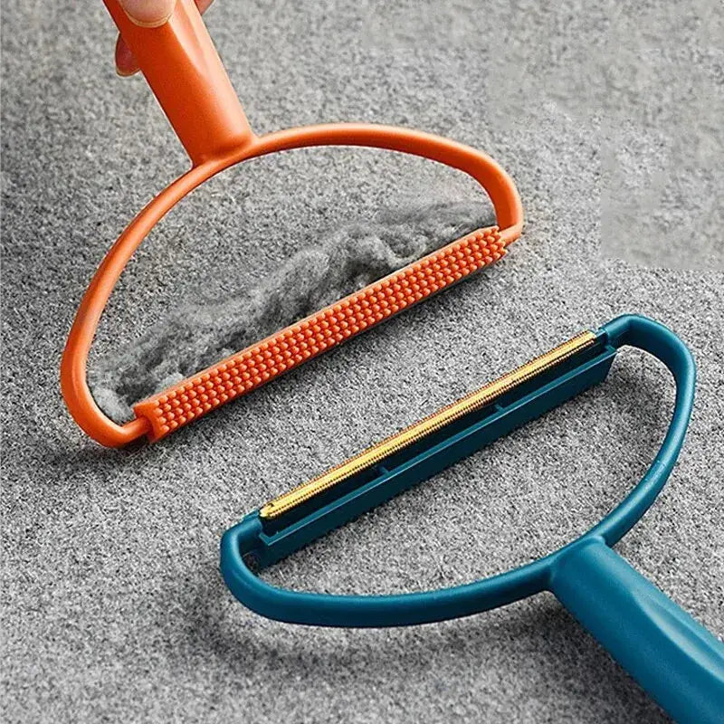 Dual-Sided Pet Hair & Lint Remover Comb - Portable, No Power Needed, for Furniture, Clothing, Carpets - Red & Orange, Plastic/PET Material, Pet Hair Remover
